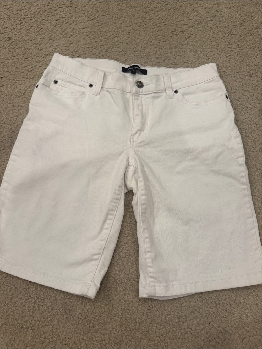 Women's White Denim Bermuda Shorts